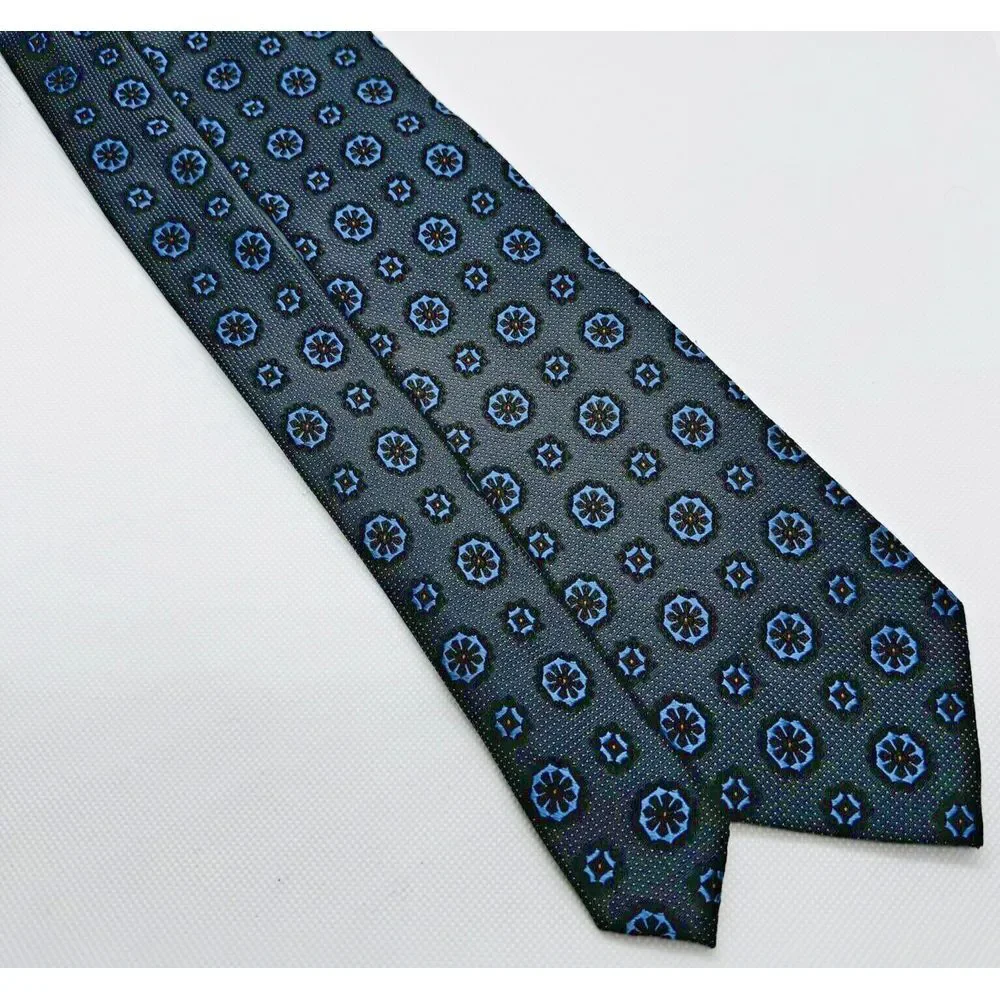 Joseph Abboud Jacquard Silk Tie Geometric Navy Cobalt Brown‎ 59